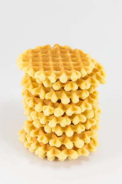 Biscoitos waffle no fundo branco — Fotografia de Stock