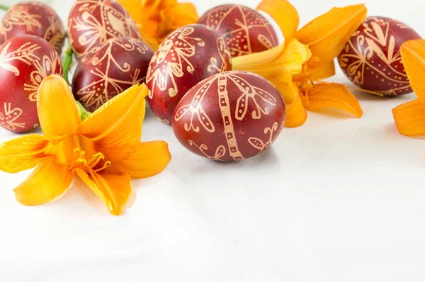 Wax painted Easter eggs — Stock Photo, Image