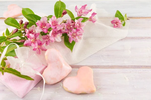 Weigela flores rosas en flor — Foto de Stock