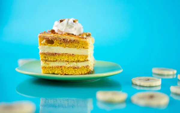 Banana cake in a plate — Stock Photo, Image