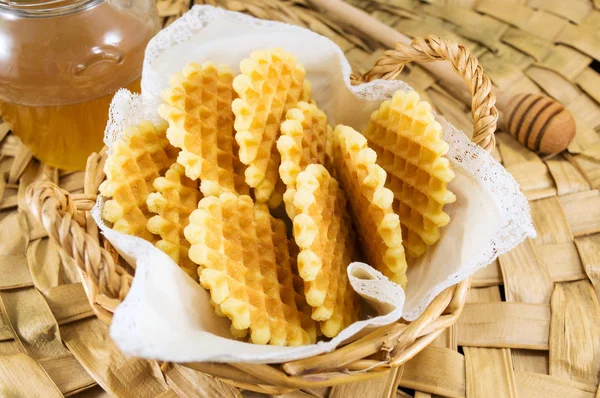 Waffles in a basket top view — Stock Photo, Image