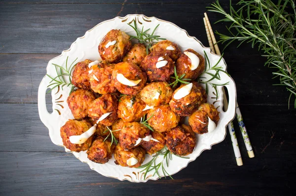 Fried meatballs served on a plate — Stock Photo, Image