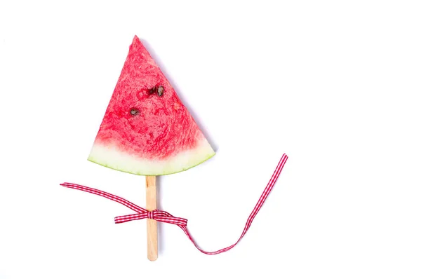 Watermeloen fruit slice op een stok van ijs — Stockfoto