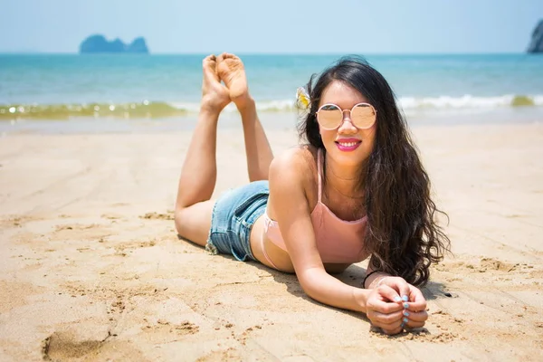 Girl Stretching On Beach Stock Photo 1635160