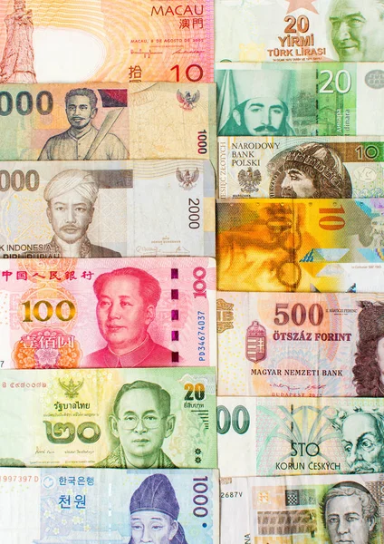 Różnych banknotów walut tworzących podłoże — Zdjęcie stockowe