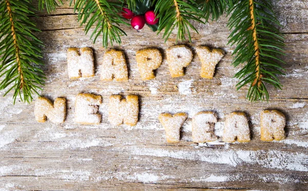 Gott nytt år Obs skriven med cookies — Stockfoto