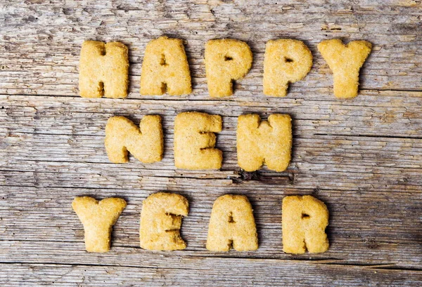 Gott nytt år Obs skriven med cookies — Stockfoto