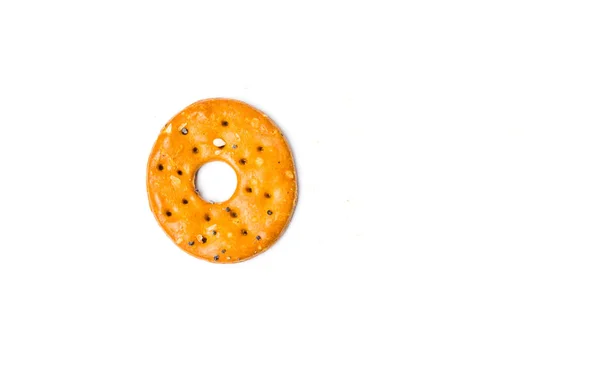 Round salty pretzel isolated on white — Stock Photo, Image
