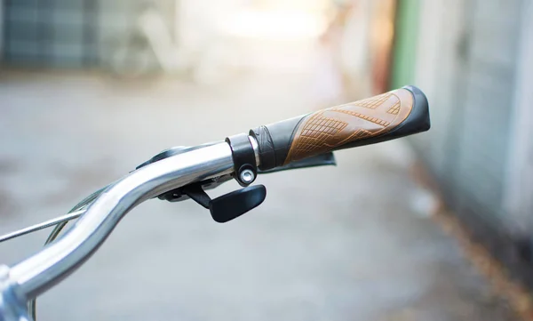 Vintage bicycle leather handle close up — Stock Photo, Image