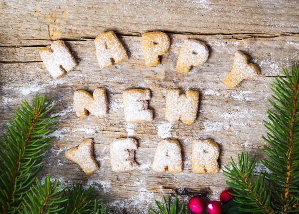新年あけましておめでとうございます注クッキーと書かれて — ストック写真