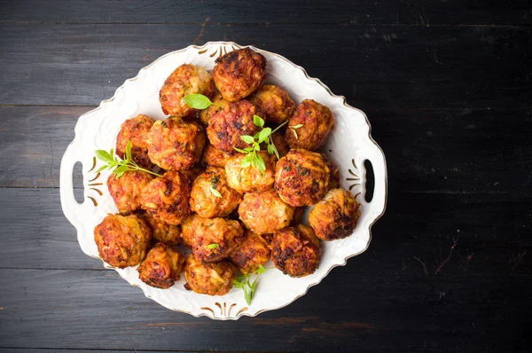 Fried meatballs served on a plate — Stock Photo, Image