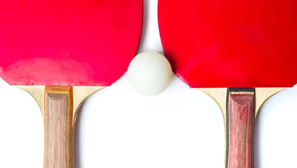 Table tennis rackets and a ball isolated — Stock Photo, Image