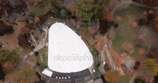 セントラル ・ パークでアイス スケート遊び場の空中写真 — ストック動画