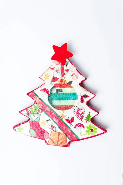Decoupage decorazione dell'albero di Natale su bianco — Foto Stock