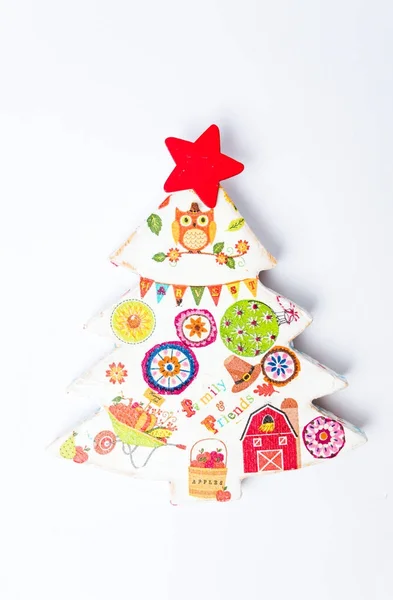 Decoupage Decoración del árbol de Navidad en blanco —  Fotos de Stock