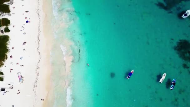 Luftaufnahme Vom Strand Von Pescadores Tulum Mexiko Badeort Südamerika — Stockvideo