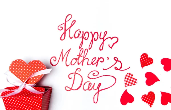 Happy Mothers day card with red hearts — Stock Photo, Image