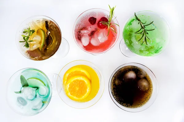 Colorful cocktails on white background — Stock Photo, Image
