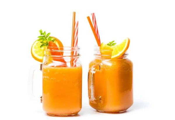 Carrot smoothie in a jar isolated — Stock Photo, Image