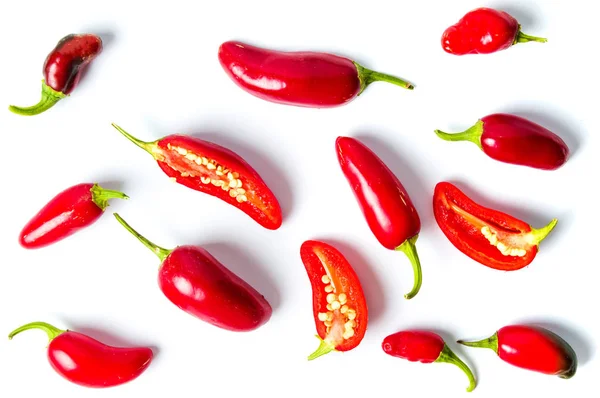 Bunte Jalapeños Paprika auf weißem Hintergrund — Stockfoto