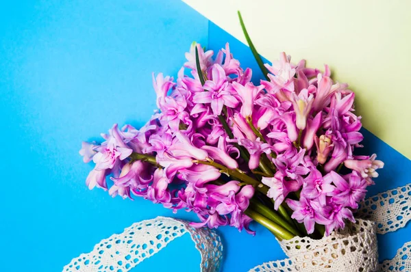 Friss Jácint tavaszi virágok csokor — Stock Fotó