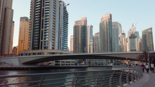Dubai Emiratos Árabes Unidos Noviembre 2019 Dubai Marina Rascacielos Modernos — Vídeos de Stock