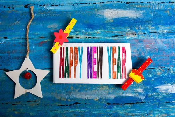 Gott nytt år dekorerat semesterkort — Stockfoto
