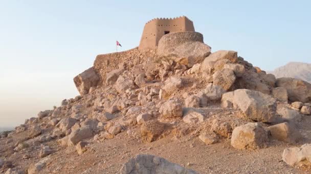 Dhayah Fort North Ras Khaimah Emirate United Arab Emirates Sunset — Stock Video