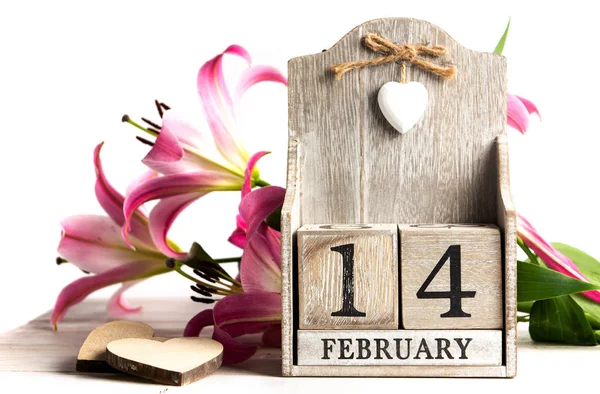 Día de San Valentín recordatorio de fecha con flores — Foto de Stock