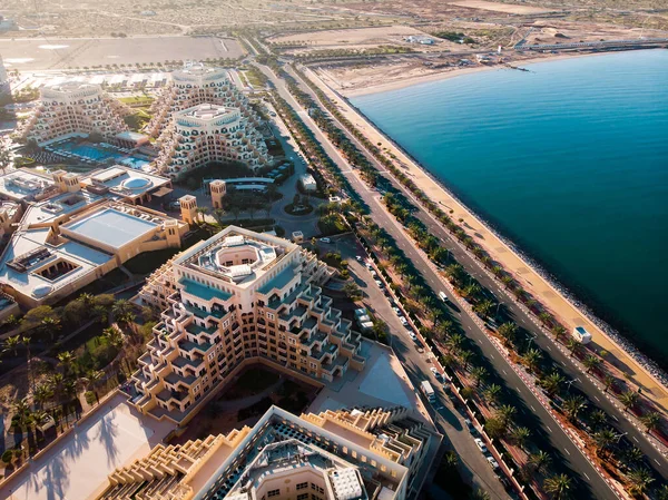 Marjan insel im emirat ras al khaimah in der uae-luftaufnahme — Stockfoto