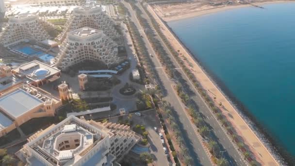 Flygfoto Över Marjan Island Ras Khaimah Emirat Förenade Arabemiraten Vid — Stockvideo