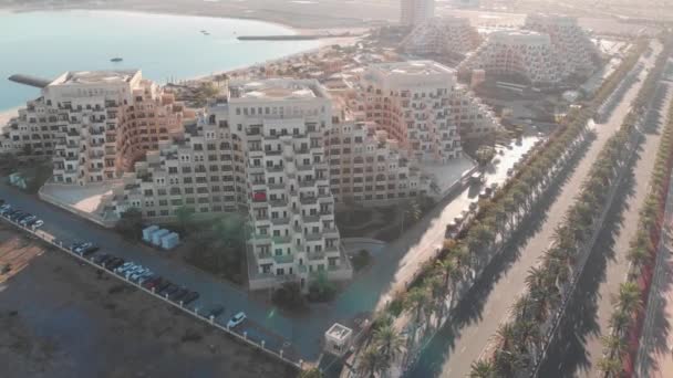 Letecký Pohled Ostrov Marjan Emirátu Ras Khaimah Sae Při Východu — Stock video