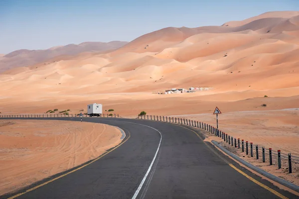 Landschaftlich Reizvolle Straße Der Wüste Empty Quarter Der Nähe Von — Stockfoto