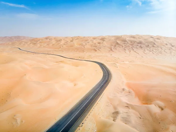 Landschaftlich Reizvolle Straße Der Wüste Empty Quarter Der Nähe Von — Stockfoto