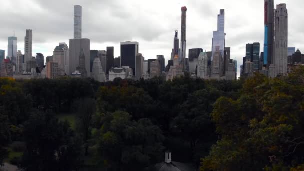 Νέα Υόρκη Cityscape Εναέρια Θέα Από Central Park Ηπα Ορόσημο — Αρχείο Βίντεο