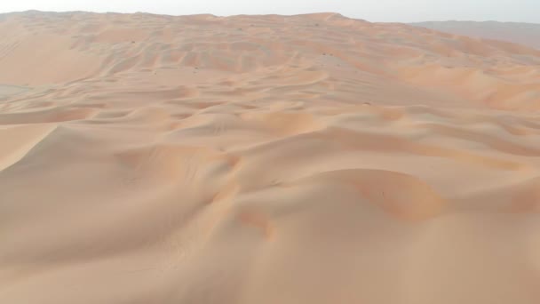 Woestijnzandduinen Het Woestijnlandschap Liwa Uitzicht Vanuit Lucht — Stockvideo