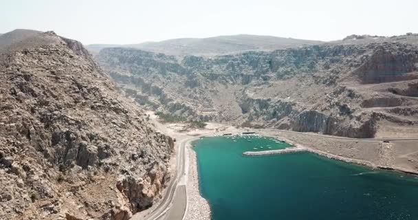 Przybrzeżna Droga Morze Musandam Gubernia Oman Zdjęcia Lotnicze — Wideo stockowe