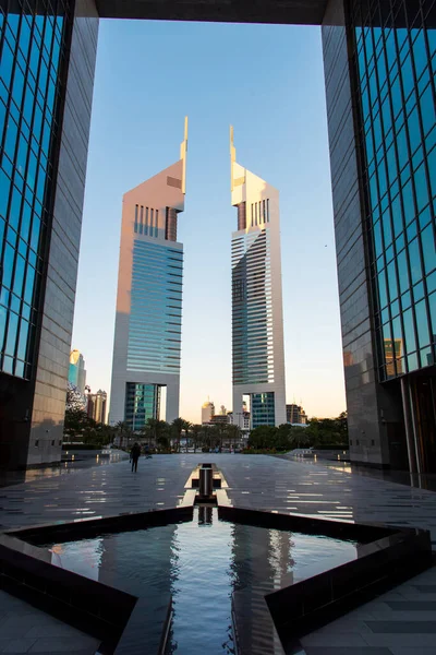 ドバイ アラブ首長国連邦 2020年2月14日 ドバイ国際金融センタードバイのダウンタウンにあるDifcとエミレーツタワーUae — ストック写真