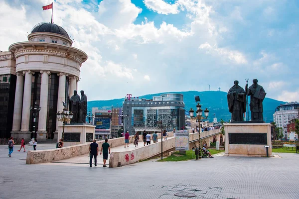 Skopje Macedonia Del Nord Agosto 2018 Vista Sul Centro Skopje — Foto Stock