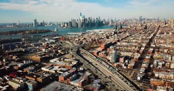 Vista Aérea Manhattan Desde Brooklyn — Vídeo de stock