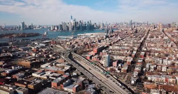 Vista Aérea Manhattan Partir Brooklyn — Vídeo de Stock