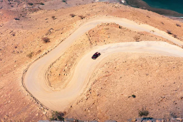 Auto Písek Silnici Fjord Khor Najd Musandam Omán — Stock fotografie