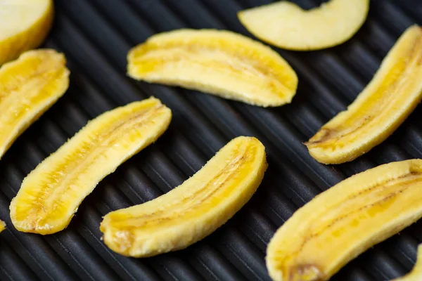 Banane Tranches Sur Gril Vue Dessus — Photo