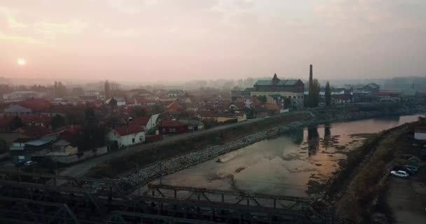 Antenne Des Flusses Nisava Nis Serbien Einem Bewölkten Tag — Stockvideo