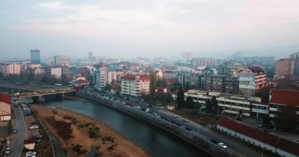 Niş Sırbistan Daki Nisava Nehrinin Havası Bulutlu Bir Günde — Stok video