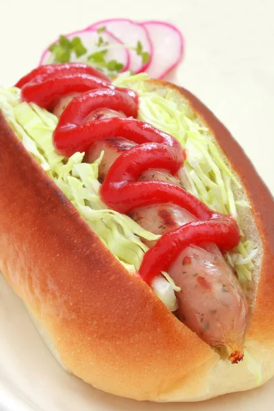 Hot-dog fehér háttér — Stock Fotó