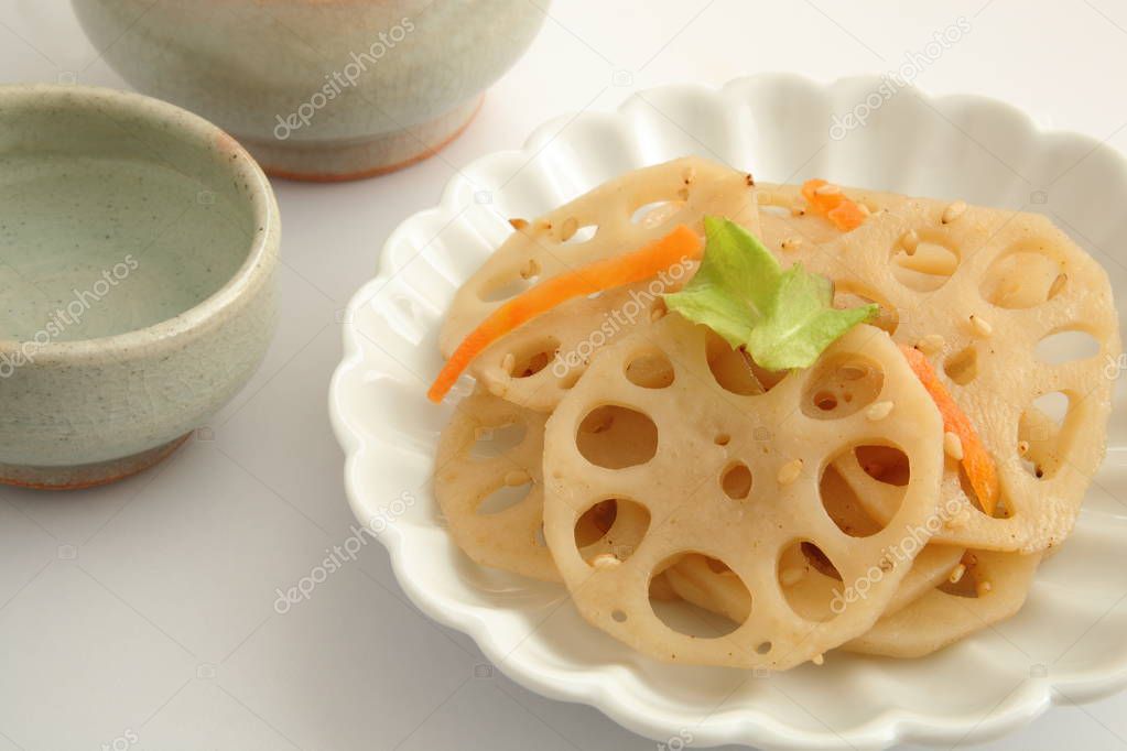 Simmered Lotus Root and Sake, Japanese Food