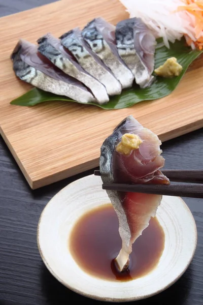 Caballa de vinagre con Wasabi, Comida japonesa —  Fotos de Stock