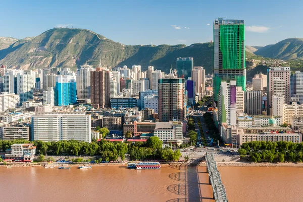 Lanzhou (Çin şehir merkezinin panoramik görünüm)