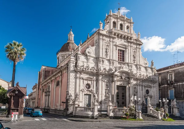 Den barokke kirke San Sebastiano i Acireale (Sicilien, Italien ) - Stock-foto